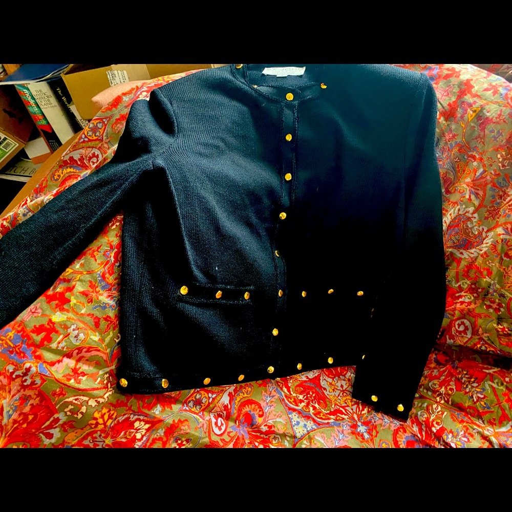 St John cardigan stunning gold rivet details S